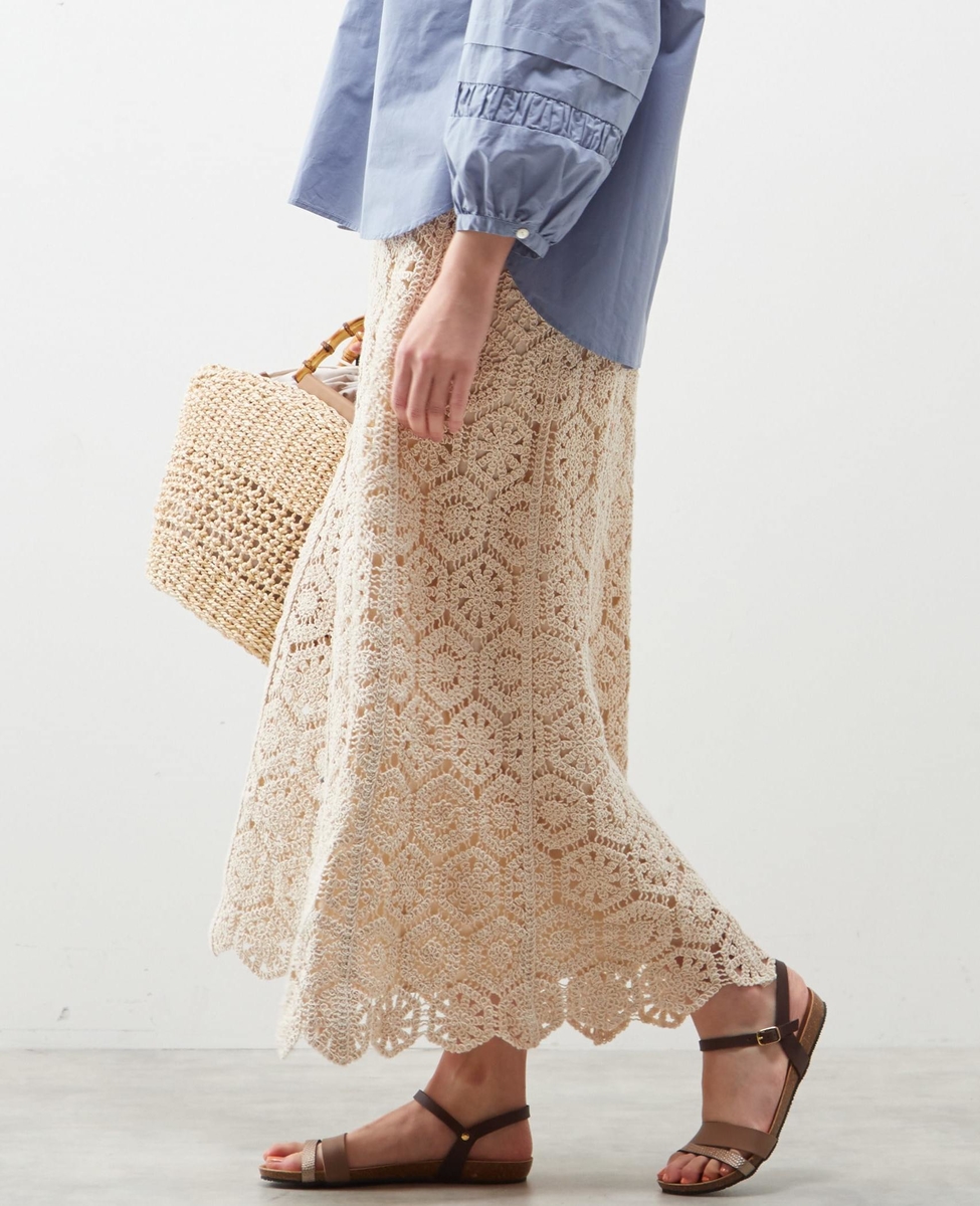 クロシェ風のモチーフが連なったロングスカートは大人っぽくシンプルなtシャツやブラウスと好相性 商品詳細 メルローズ公式通販 Melrose Store メルローズストア クロシェ風のモチーフが連なったロングスカートは大人っぽくシンプルなtシャツやブラウスと好相性 商品詳細 メルローズ公式通販 Melrose Store メルローズストア