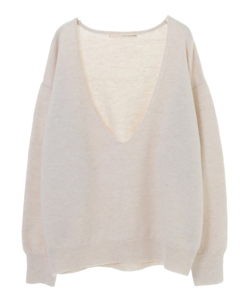 【ふわっと暖かい風合いの深めVネック☆レイヤードを楽しめるプレーンなシンプルニット】 詳細画像 ライトベージュ 9