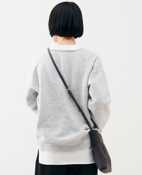 【ふわっと暖かい風合いの深めVネック☆レイヤードを楽しめるプレーンなシンプルニット】 詳細画像 ライトグレー 3