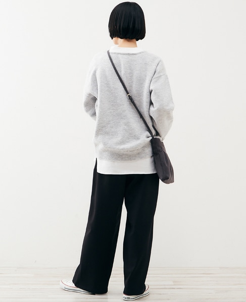 【ふわっと暖かい風合いの深めVネック☆レイヤードを楽しめるプレーンなシンプルニット】 詳細画像 ライトグレー 4