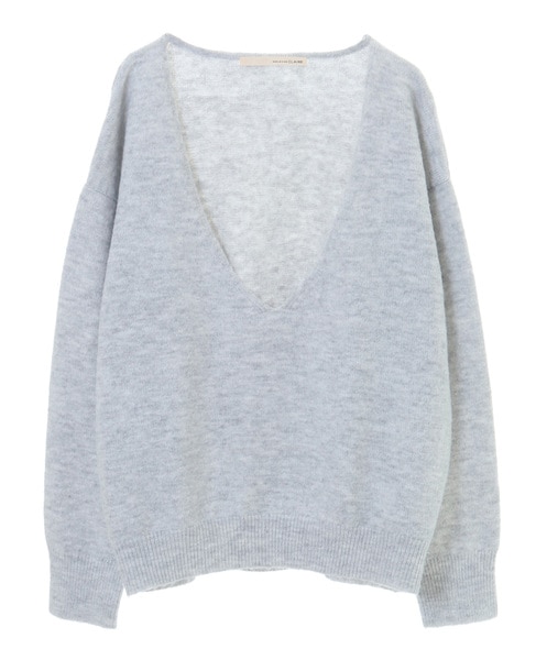 【ふわっと暖かい風合いの深めVネック☆レイヤードを楽しめるプレーンなシンプルニット】 詳細画像 ライトグレー 9