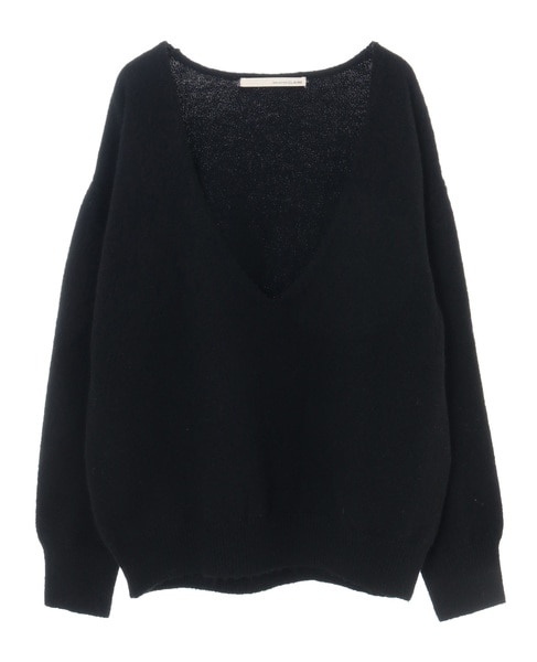 【ふわっと暖かい風合いの深めVネック☆レイヤードを楽しめるプレーンなシンプルニット】 詳細画像 ブラック 5