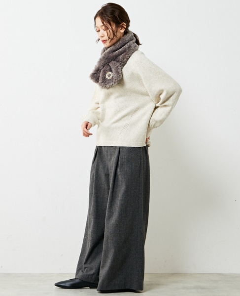 【ウォッシャブルで程よくゆったり♪ワイドリブハイネックニットプルオーバー】 詳細画像 キナリ 5