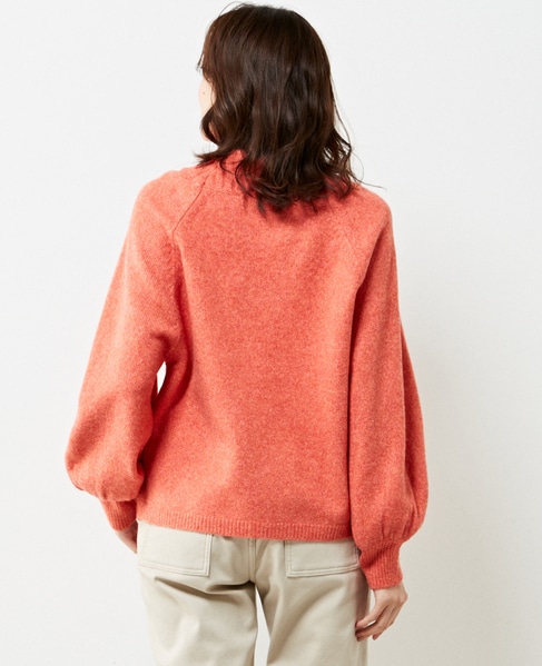 【ウォッシャブルで程よくゆったり♪ワイドリブハイネックニットプルオーバー】 詳細画像 オレンジ 7