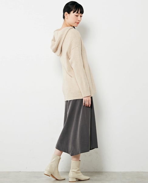 【抜け感のあるネックデザイン♪フードチュニックカーディガン】 詳細画像 ベージュ 8