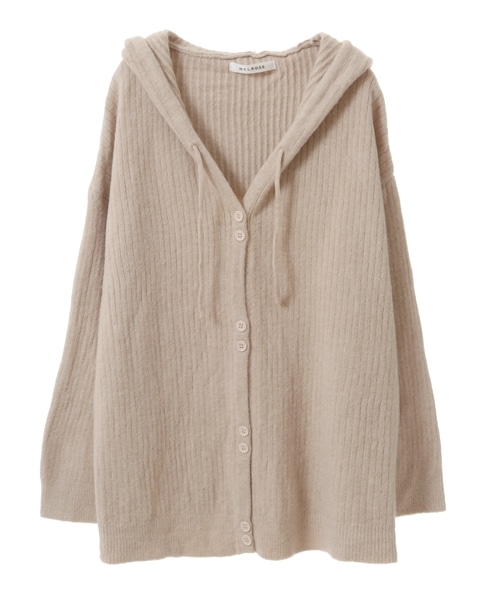 【抜け感のあるネックデザイン♪フードチュニックカーディガン】 詳細画像 ベージュ 9