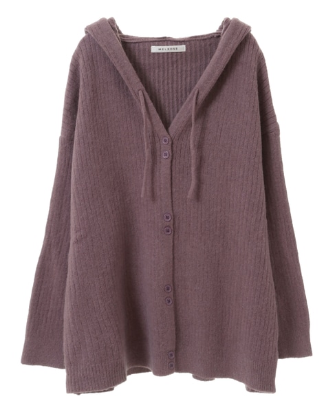 【抜け感のあるネックデザイン♪フードチュニックカーディガン】 詳細画像 パープル 7