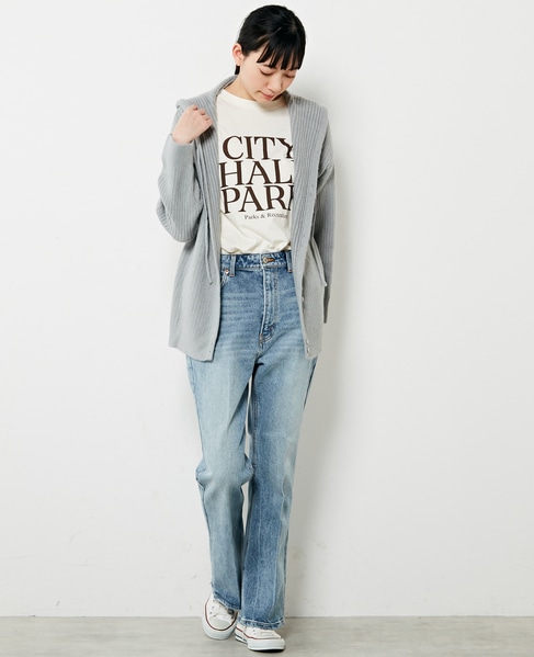 【抜け感のあるネックデザイン♪フードチュニックカーディガン】 詳細画像 グレー 8