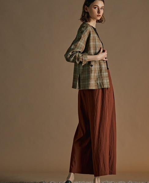 【リラクシーなシルエットのコットンレーヨンタックワイドパンツ】 詳細画像 ボルドー 18