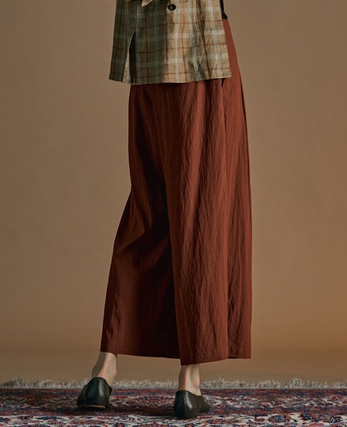 【リラクシーなシルエットのコットンレーヨンタックワイドパンツ】 詳細画像 ボルドー 19