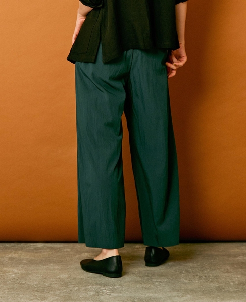 【リラクシーなシルエットのコットンレーヨンタックワイドパンツ】 詳細画像 グリーン 5