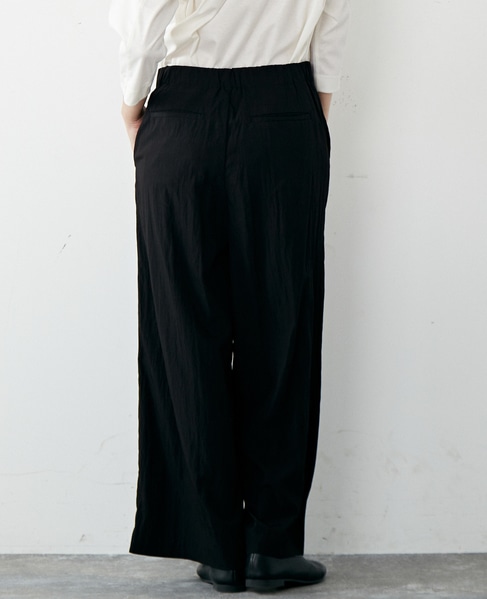 【リラクシーなシルエットのコットンレーヨンタックワイドパンツ】 詳細画像 ブラック 16