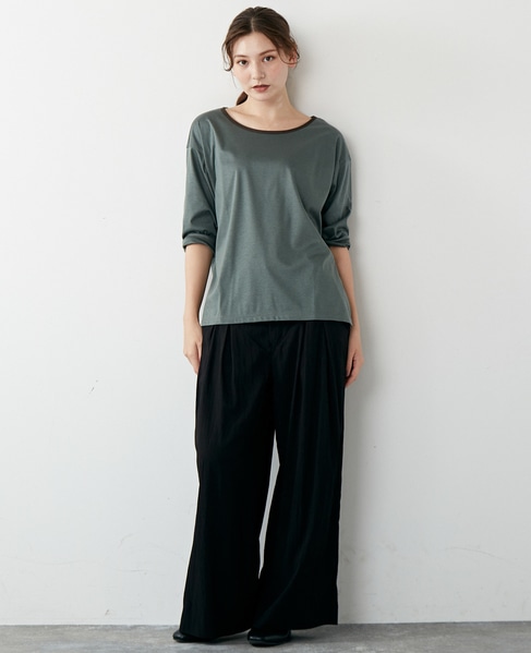 【リラクシーなシルエットのコットンレーヨンタックワイドパンツ】 詳細画像 ブラック 22