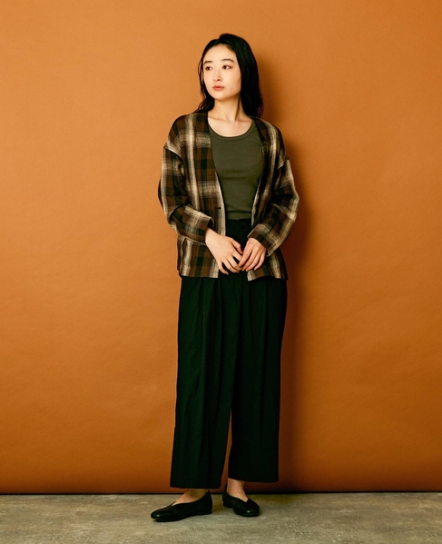 【リラクシーなシルエットのコットンレーヨンタックワイドパンツ】 詳細画像 ブラック 7