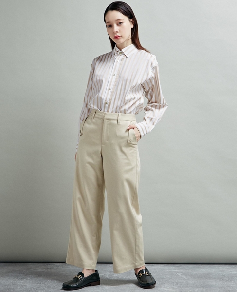 【マリンボタンがポイントのストレッチストレートパンツ】 詳細画像 ライトベージュ 11