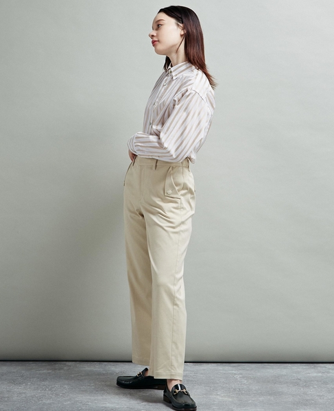 【マリンボタンがポイントのストレッチストレートパンツ】 詳細画像 ライトベージュ 12