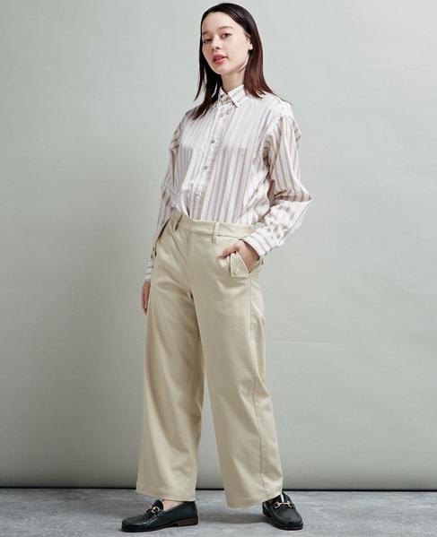 【マリンボタンがポイントのストレッチストレートパンツ】 詳細画像 ライトベージュ 15