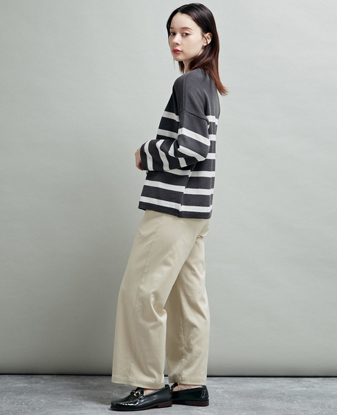 【マリンボタンがポイントのストレッチストレートパンツ】 詳細画像 ライトベージュ 18