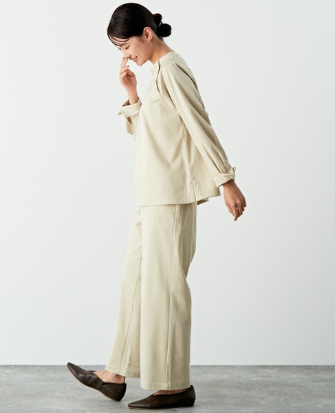 【マリンボタンがポイントのストレッチストレートパンツ】 詳細画像 ライトベージュ 5