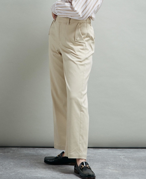 【マリンボタンがポイントのストレッチストレートパンツ】 詳細画像 ライトベージュ 8