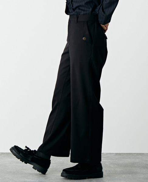 【マリンボタンがポイントのストレッチストレートパンツ】 詳細画像 ブラック 11