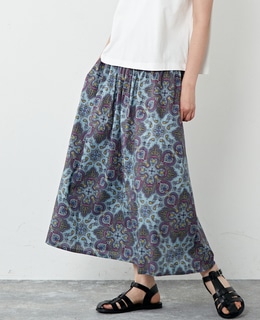 【LOURMARIN/ルールマラン】夏らしいペイズリー柄のギャザーロングスカート