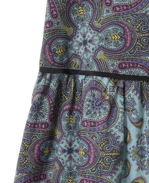 【LOURMARIN/ルールマラン】夏らしいペイズリー柄のギャザーロングスカート 詳細画像 ブルー 10