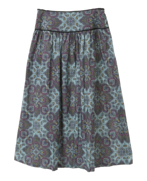 【LOURMARIN/ルールマラン】夏らしいペイズリー柄のギャザーロングスカート 詳細画像 ブルー 7