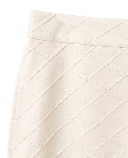 品のある微光沢フェイクレザーキルティングスカート 詳細画像 ホワイト 15