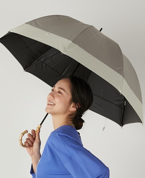 《WEB限定》【because/ビコーズ】晴雨兼用 バイカラーの傘 詳細画像 グレー 1