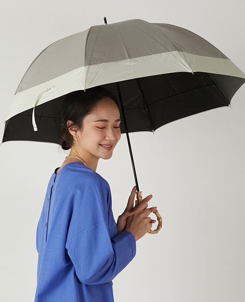 《WEB限定》【because/ビコーズ】晴雨兼用 バイカラーの傘 詳細画像 グレー 5