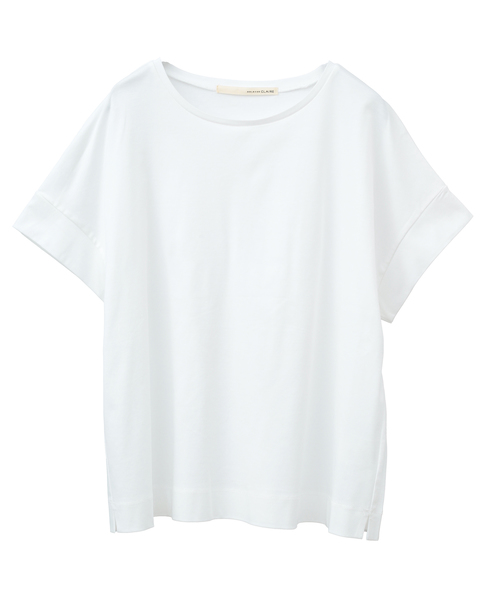 【大人綺麗見えシルケットコットンスムースコンパクトTシャツ】 詳細画像 オフホワイト 11