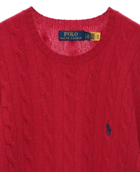 【POLO RALPH LAUREN/ポロラルフローレン】ケーブルニットウールカシミヤセーター 詳細画像 レッド 3