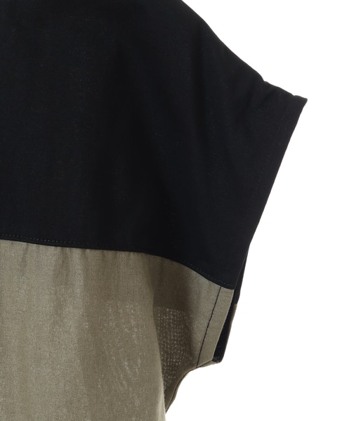 綿麻ジャージー切替ワンピース 詳細画像 グリーン系その他 10