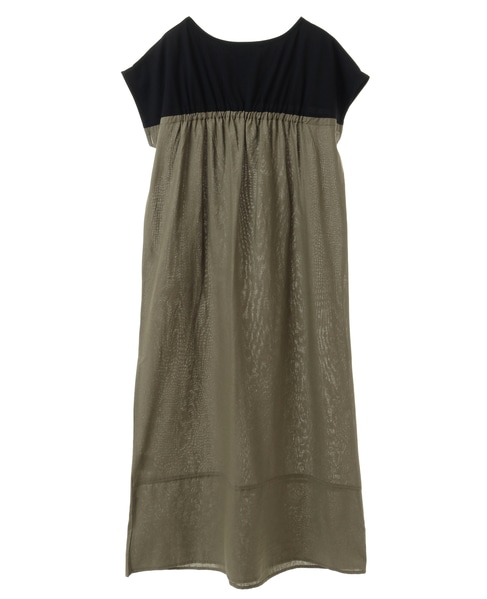 綿麻ジャージー切替ワンピース 詳細画像 グリーン系その他 8