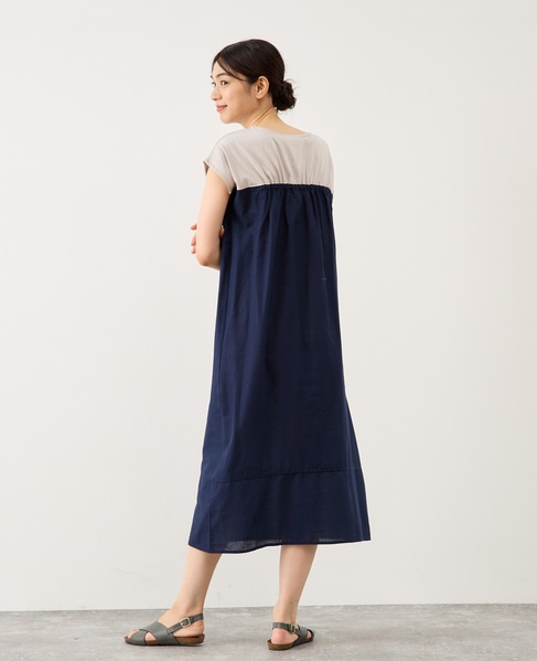 綿麻ジャージー切替ワンピース 詳細画像 ブルー系その他 4