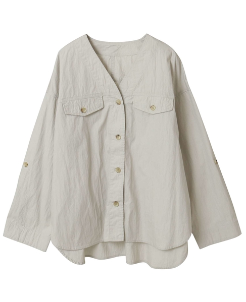 【CNバイオ加工Vネックシャツブルゾン】 詳細画像 ライトグレー 7