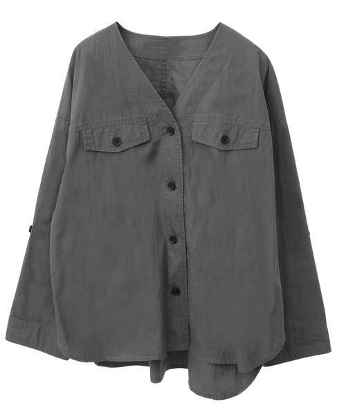 【CNバイオ加工Vネックシャツブルゾン】 詳細画像 グレー 7