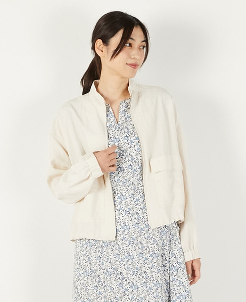 【レーヨンリネンナイロンスタンドジップブルゾン】 詳細画像 キナリ 1