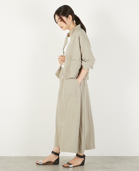 【レーヨンリネンナイロンスタンドジップブルゾン】 詳細画像 グレイッシュベージュ 3