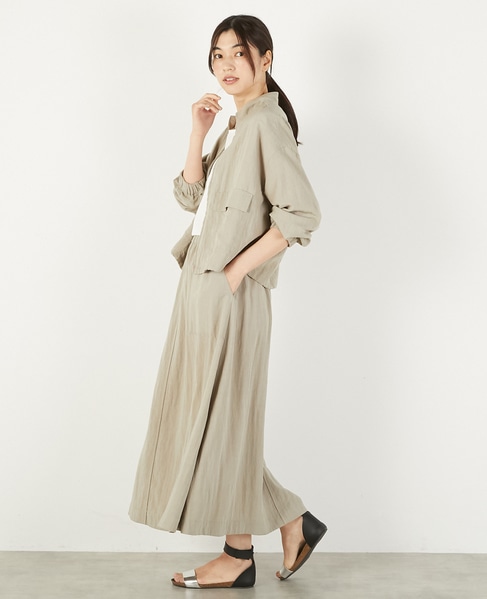 【レーヨンリネンナイロンスタンドジップブルゾン】 詳細画像 グレイッシュベージュ 4