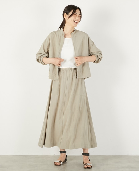 【レーヨンリネンナイロンスタンドジップブルゾン】 詳細画像 グレイッシュベージュ 8