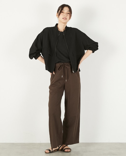 【レーヨンリネンナイロンスタンドジップブルゾン】 詳細画像 ブラック 2