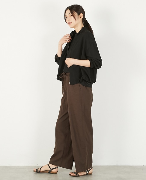 【レーヨンリネンナイロンスタンドジップブルゾン】 詳細画像 ブラック 3