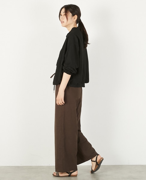 【レーヨンリネンナイロンスタンドジップブルゾン】 詳細画像 ブラック 4