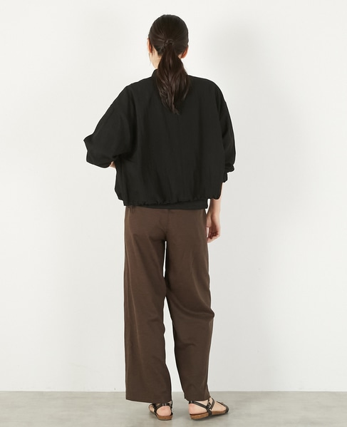 【レーヨンリネンナイロンスタンドジップブルゾン】 詳細画像 ブラック 5