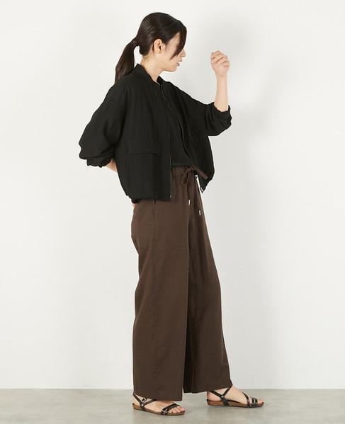 【レーヨンリネンナイロンスタンドジップブルゾン】 詳細画像 ブラック 6