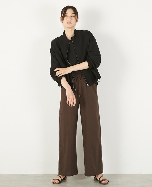 【レーヨンリネンナイロンスタンドジップブルゾン】 詳細画像 ブラック 7