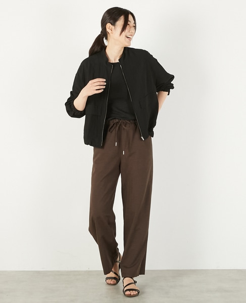 【レーヨンリネンナイロンスタンドジップブルゾン】 詳細画像 ブラック 8