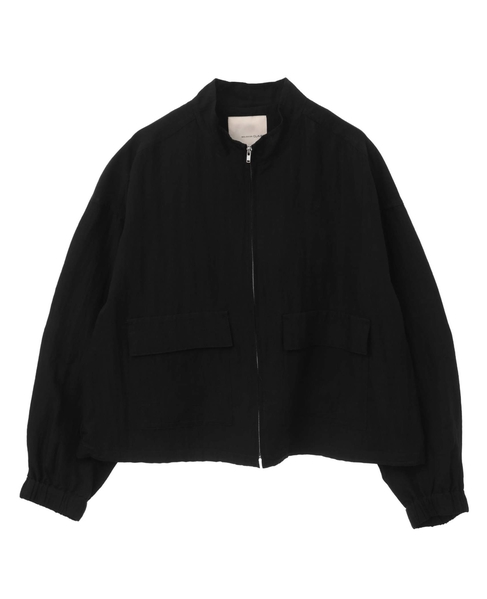 【レーヨンリネンナイロンスタンドジップブルゾン】 詳細画像 ブラック 9